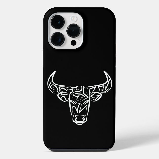 Black and White Tribal Bull / Ox iPhone Case (Back)