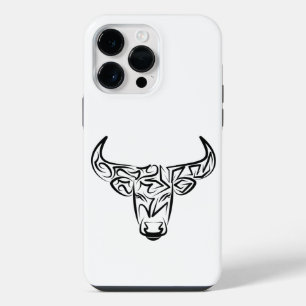 Black and White Tribal Bull / Ox iPhone 14 Pro Max Case