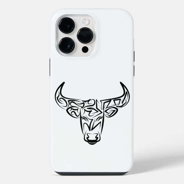 Black and White Tribal Bull / Ox iPhone Case (Back)