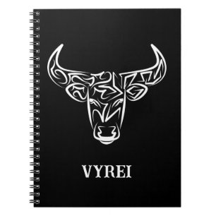 Black and White Tribal Bull / Ox Notebook