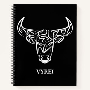 Black and White Tribal Bull / Ox Notebook