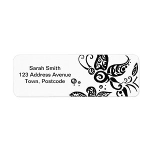 Black and white tribal butterfly