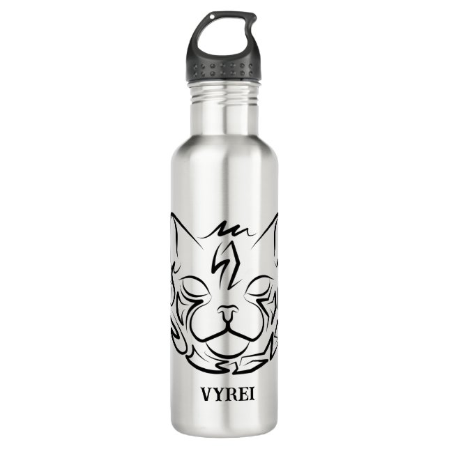 Black and White Tribal Cat 710 Ml Water Bottle (Front)