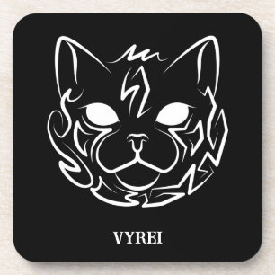 Black and White Tribal Cat Coaster