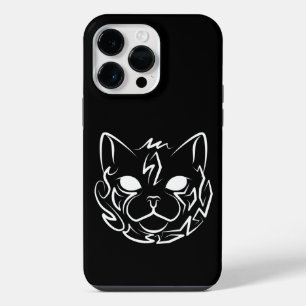 Black and White Tribal Cat iPhone 14 Pro Max Case