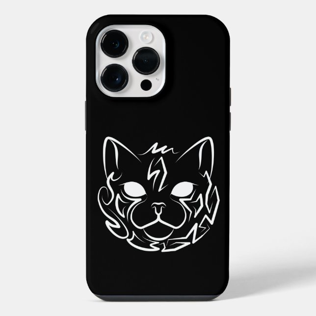 Black and White Tribal Cat iPhone Case (Back)