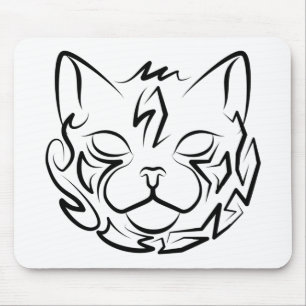 Black and White Tribal Cat Mouse Mat