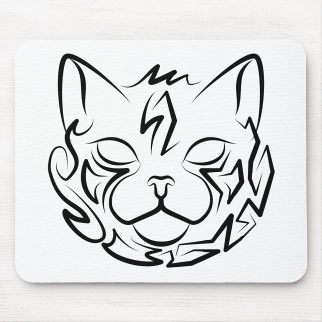 Black and White Tribal Cat Mouse Mat (Front)