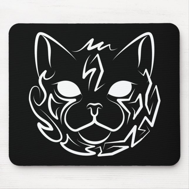 Black and White Tribal Cat Mouse Mat (Front)