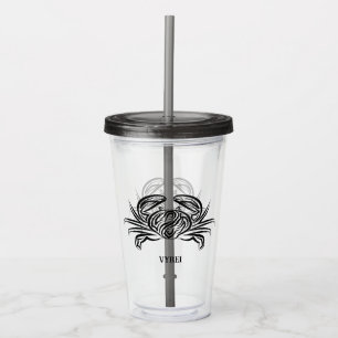 Black and White Tribal Crab Acrylic Tumbler
