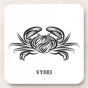 Black and White Tribal Crab Coaster