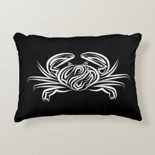 Black and White Tribal Crab Decorative Cushion
