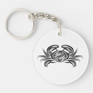 Black and White Tribal Crab Key Ring
