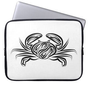 Black and White Tribal Crab Laptop Sleeve