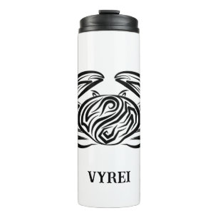 Black and White Tribal Crab Thermal Tumbler