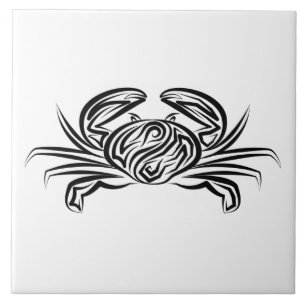 Black and White Tribal Crab Tile