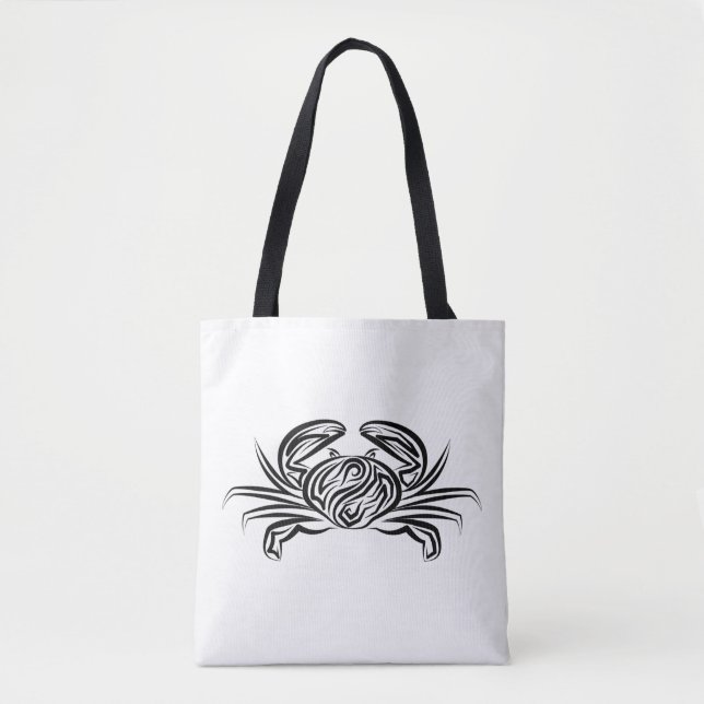 Black and White Tribal Crab Tote Bag (Front)