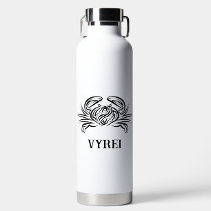 Black and White Tribal Crab Water Bottle