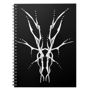 Black and White Tribal Deer Skull Hunting Design Notebook