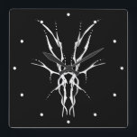 Black and White Tribal Deer Skull Hunting Design Square Wall Clock<br><div class="desc">Make a bold statement with this unique, intricately detailed Deer Skull Tribal Design. Featuring a striking black and white image, this artwork reimagines the classic hunting trophy with a dark, modern edge. Perfect for deer hunters looking for gear that stands out from the traditional camo, this "scary-cool" tribal aesthetic adds...</div>