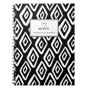 Black and White Tribal Diamonds Pattern Notebook