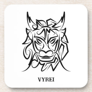 Black and White Tribal Dog Beverage Coaster