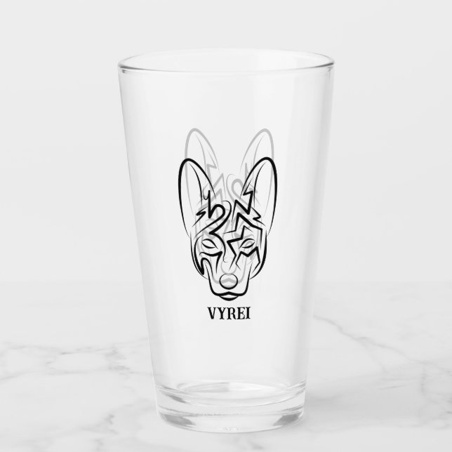 Black and White Tribal Dog Glass (Front)