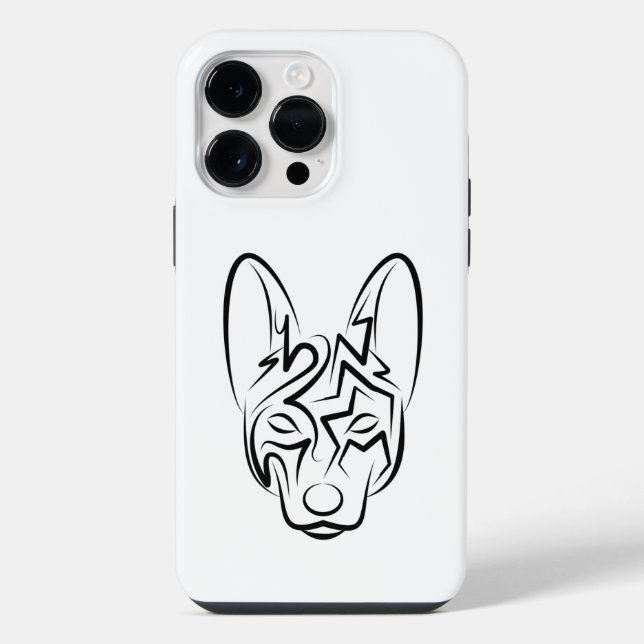Black and White Tribal Dog iPhone Case (Back)