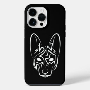 Black and White Tribal Dog iPhone 14 Pro Max Case