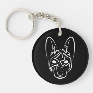 Black and White Tribal Dog Key Ring