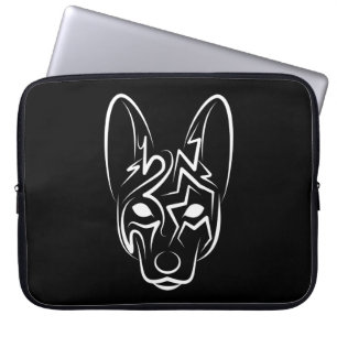 Black and White Tribal Dog Laptop Sleeve