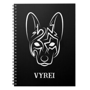 Black and White Tribal Dog Notebook