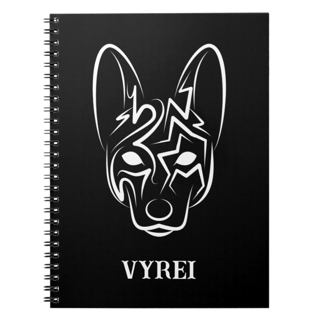 Black and White Tribal Dog Notebook (Front)