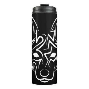 Black and White Tribal Dog Thermal Tumbler