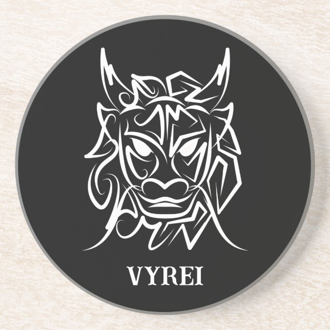 Black and White Tribal Dragon Coaster (Front)