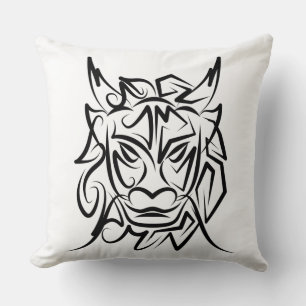Black and White Tribal Dragon Cushion