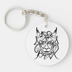 Black and White Tribal Dragon Key Ring