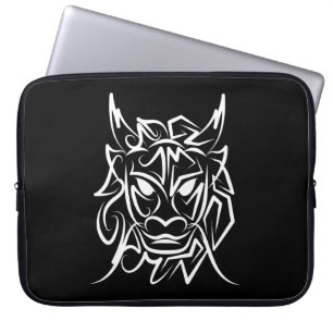 Black and White Tribal Dragon Laptop Sleeve