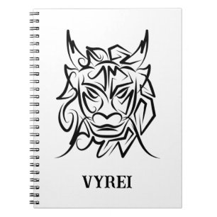 Black and White Tribal Dragon Notebook