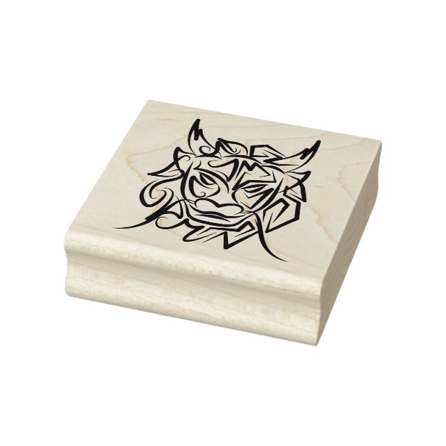 Black and White Tribal Dragon Rubber Stamp (Stamp)