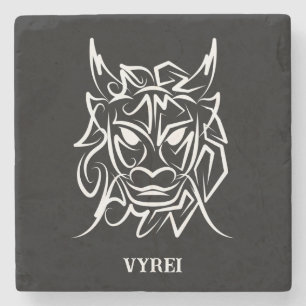 Black and White Tribal Dragon Stone Coaster