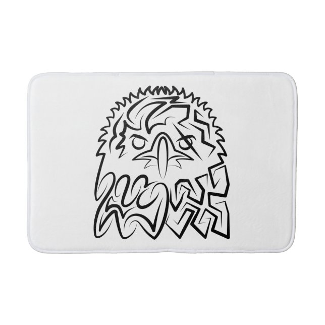 Black and White Tribal Eagle Bath Mat (Front)