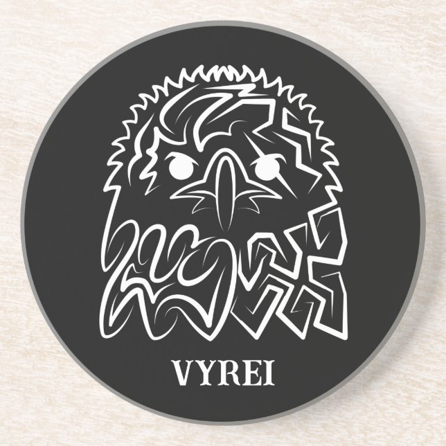 Black and White Tribal Eagle Coaster (Front)