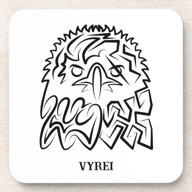 Black and White Tribal Eagle Coaster (Front)