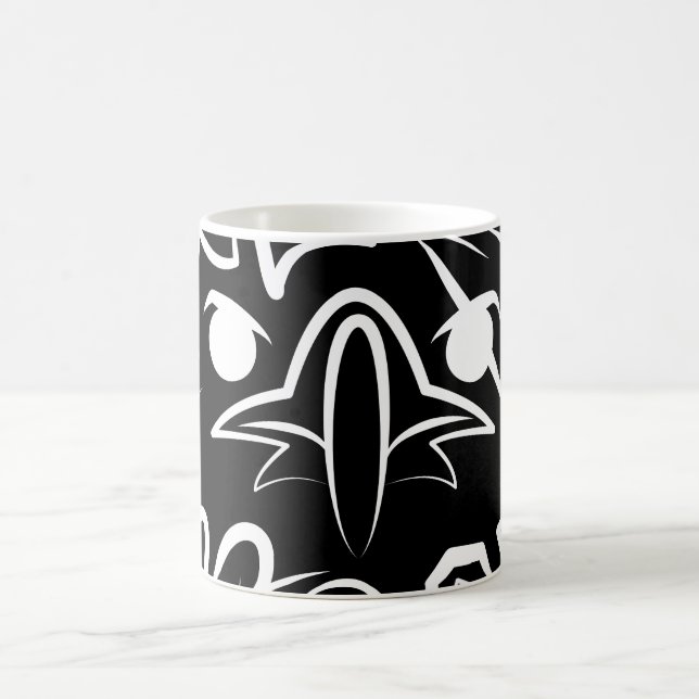 Black and White Tribal Eagle Coffee Mug (Center)