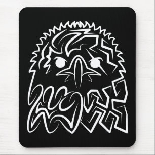 Black and White Tribal Eagle Mouse Mat