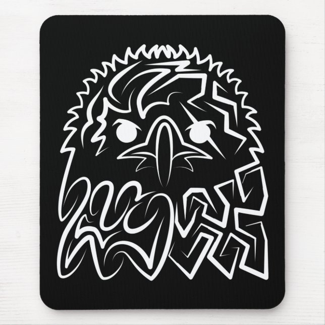 Black and White Tribal Eagle Mouse Mat (Front)