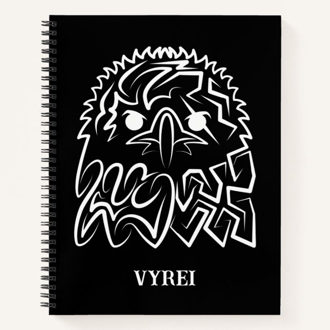 Black and White Tribal Eagle Notebook (Front)