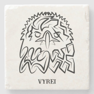 Black and White Tribal Eagle Stone Coaster