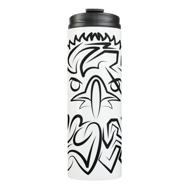 Black and White Tribal Eagle Thermal Tumbler (Front)